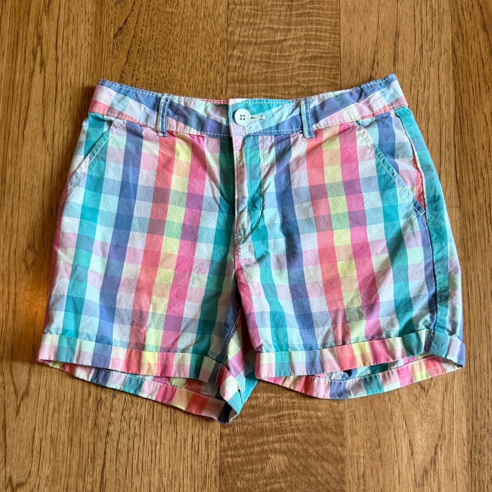 GAP Kids Plaid Pink, Green, Blue Bermuda Shorts